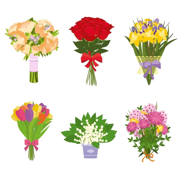 Set of flowers isolated — Stock Vector