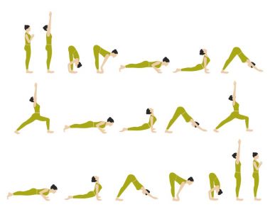 Yoga egzersizleri kümesi.