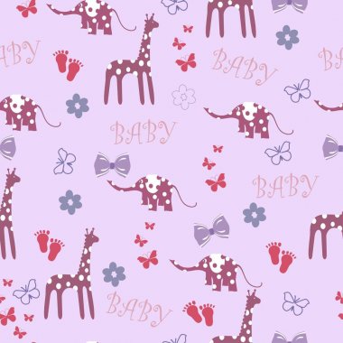 Zürafa ve fil sorunsuz bebek arka plan