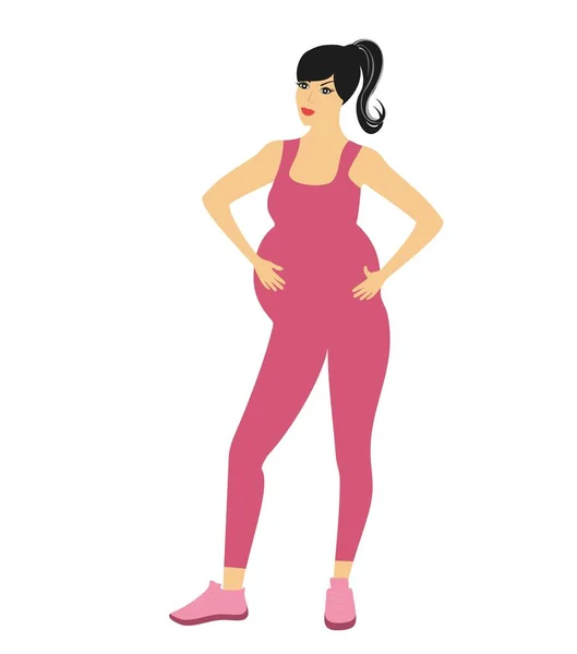 Gravid sportig kvinna — Stock vektor