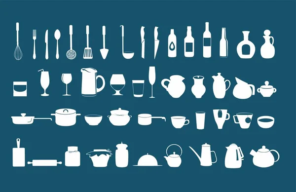 Utensilios de cocina iconos vector conjunto — Vector de stock