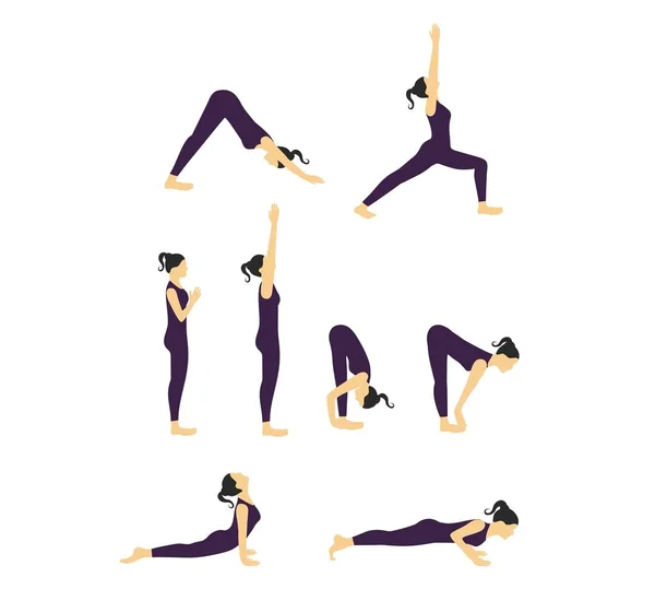 Kvinnor yogaställningarna — Stock vektor