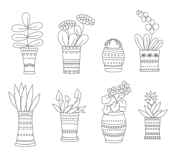 Bloemen in potten — Stockvector