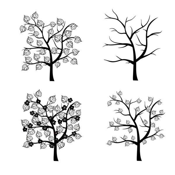 Bäume Jahreszeiten Sammlung — Stockvektor