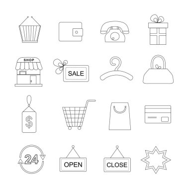 Alışveriş anahat Icon set.