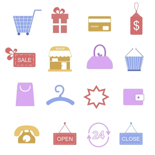 Shopping color icons — Stock Vector