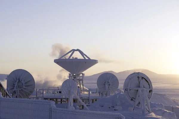 Cellplats Arktis Mot Solnedgången Stockbild