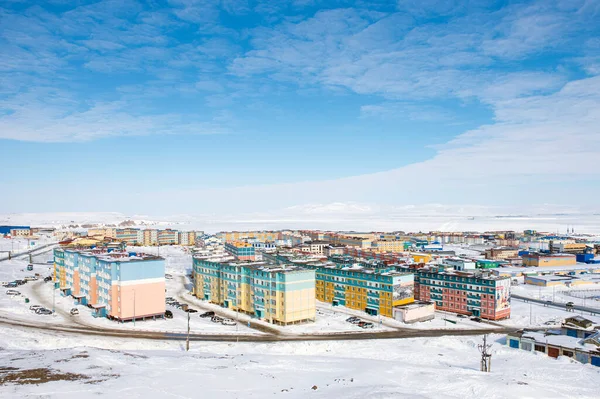 Anadyr Huvudstad Chukotka Autonoma Distrikt Ryssland Syn Från Kullen Stockbild