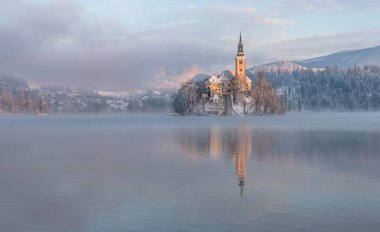 Lake Bled with the church  clipart