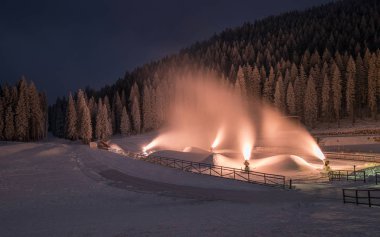 Making of artificial snow on Pokljuka