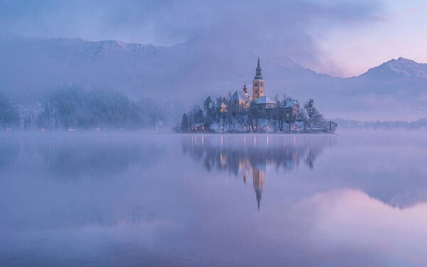 Lake Bled with the church 