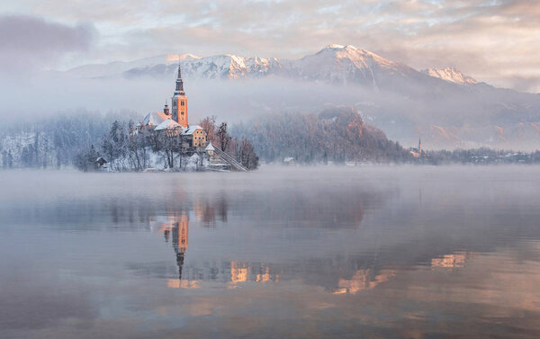 Lake Bled with the church 