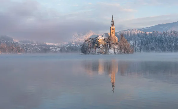 Lake Bled with the church — Stock Photo, Image