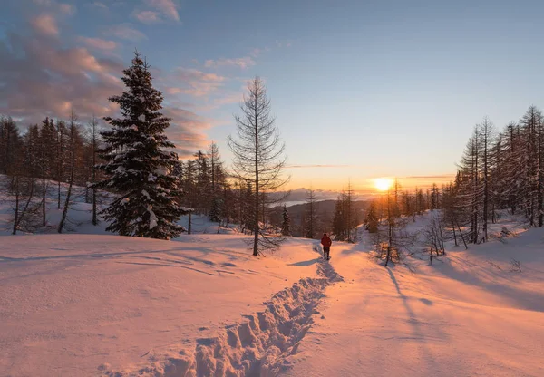 Winter zonsopgang in de bergen — Stockfoto