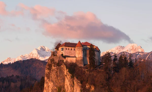 Castillo de Bled al amanecer — Foto de Stock