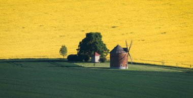 Rüzgar değirmeni South Moravia'deki / peyzaj