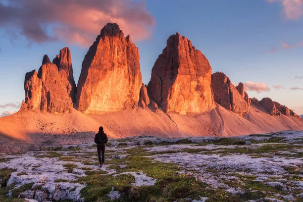 Hiker at Tre Cime di Lavaredo