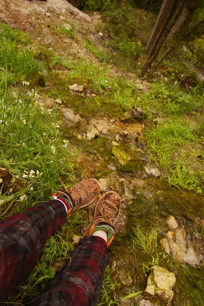 Woman legs on nature — Stock Photo, Image