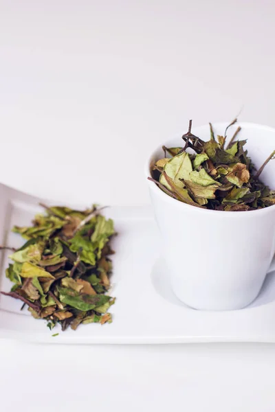 Cup of dry hibiscus leaves