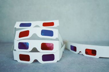 sinema 3d gözlük gri arka plan üzerinde Close-Up