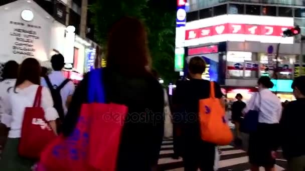 Японцы и туристы на другой стороне улицы в Синдзюку — стоковое видео