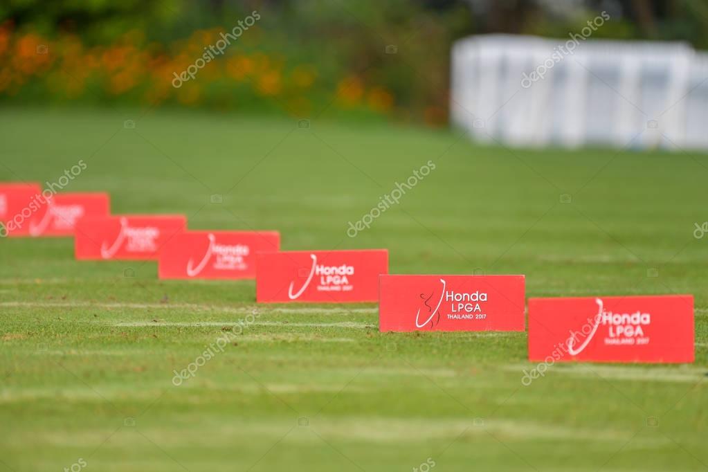 CHONBURI - FEBRUARY 26 : Golf club badge of head sponsor in Honda LPGA Thailand 2017 at Siam Country Club, Pattaya Old Course on February 26, 2017 in Chonburi, Thailand.