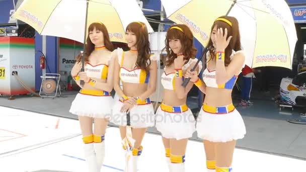 Race Queen of Japan di Seri Super GT Autobacs 2015 — Stok Video