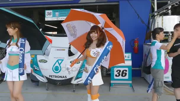 Race koningin van Japan, gelegen in de 2015 Autobacs Super Gt serie — Stockvideo