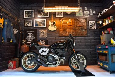 Ducati Scrambler motorcycle in Bangkok International Thailand Mo clipart