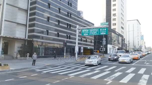 Κυκλοφορία στο κέντρο της Σεούλ, Νότια Κορέα. — Αρχείο Βίντεο