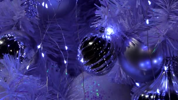 Zoom Fora Árvore Natal Para Decoração Tempo Natal Ano Novo — Vídeo de Stock