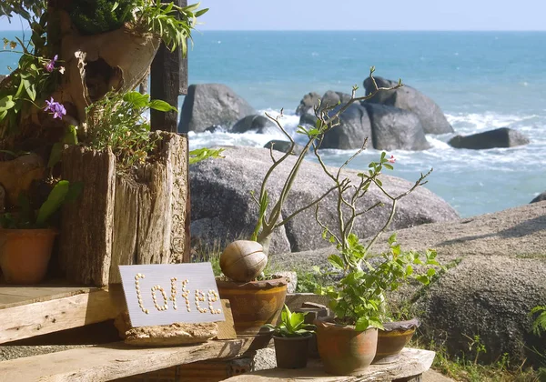 Coffee shop sign on a tropical island (Koh Samui, Thailand) — Stock Photo, Image