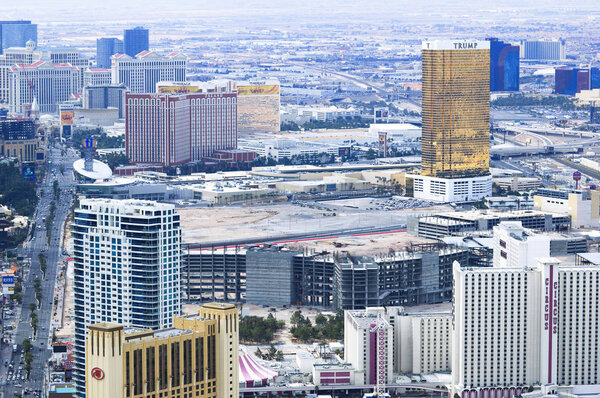 LAS VEGAS, USA - FEB 21: Las Vegas Hotels and Casinos top view. February, 14, 2011 in Las Vegas, USA