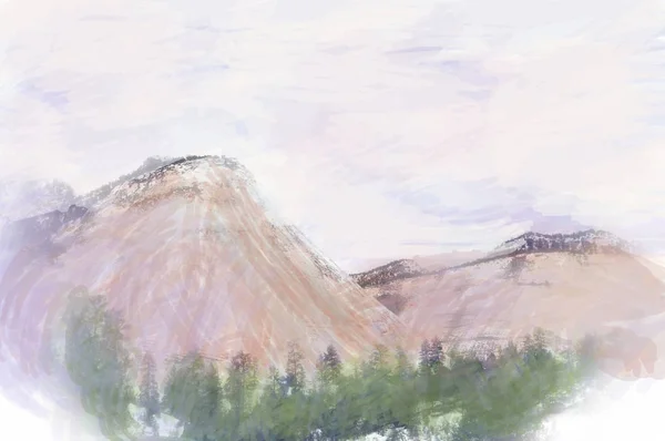 Painted Photo "Winter Mountain Landscape" — Stock Photo, Image