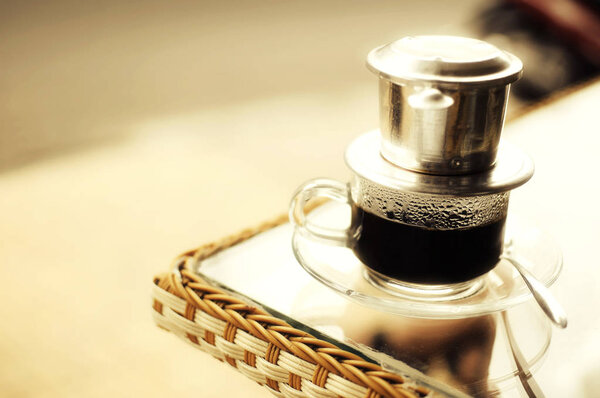 Vietnamese Drip Coffe on a Coffe table