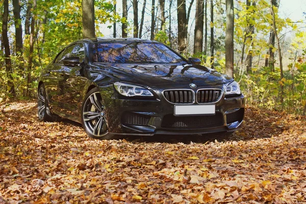 Kijów, Ukraina, Lipiec 13, 2015. BMW M6 w lesie jesienią. Zdjęcia redakcyjne. — Zdjęcie stockowe