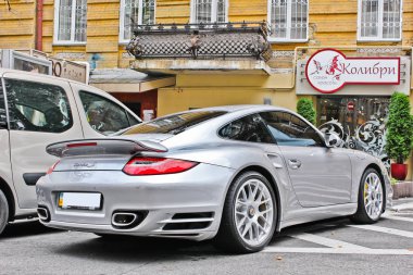 Ukrayna, Kiev; 15 Ağustos 2013; Porsche 911 Turbo S. editoryal fotoğraf.