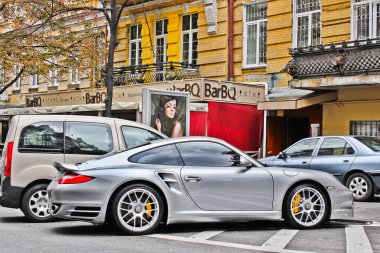 Ukrayna, Kiev; 15 Ağustos 2013; Porsche 911 Turbo S. editoryal fotoğraf.