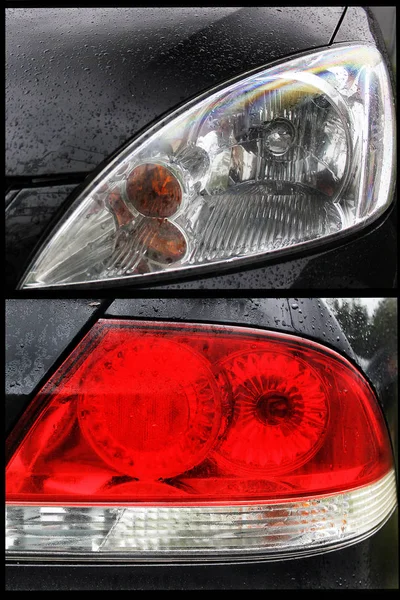 Faros Del Coche Faros Lujo Detalles Del Coche —  Fotos de Stock