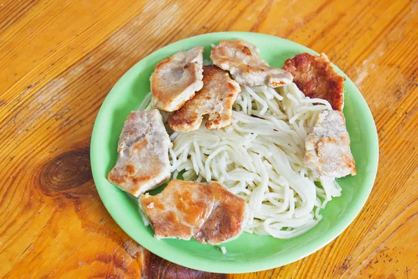 Spaghetti and meat. Background of food