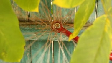 Bisiklet çarkı dönüyor. Sonbahar