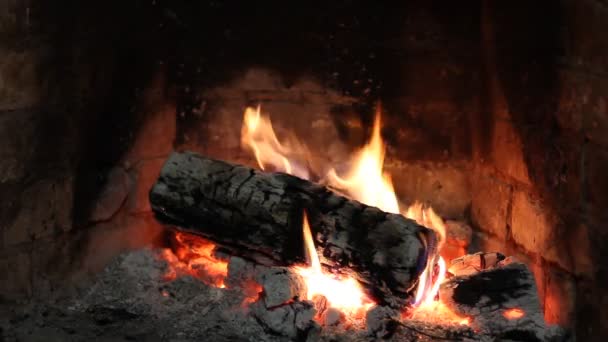 Fuego Arde Chimenea — Vídeo de stock