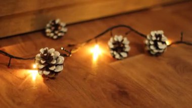 Christmas background. New Years lights. New Years toys
