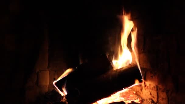 Feu Dans Cheminée Feu Rapproché — Video