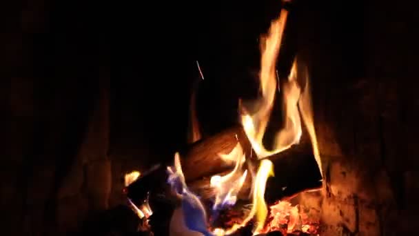 Tűz Van Kandallóban Tűz Közelről — Stock videók
