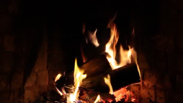 Tűz Van Kandallóban Tűz Közelről — Stock videók