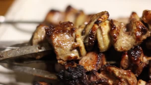 Primo Piano Sulla Carne Carne Alla Griglia — Video Stock