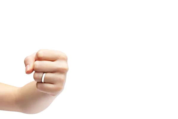 Hand Auf Weißem Hintergrund Ring Der Hand — Stockfoto