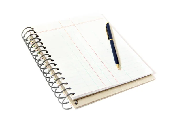 Notebook Pen White Background — Stock Photo, Image