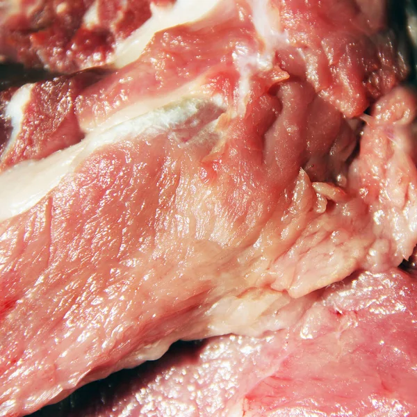 Färskt Kött Kött Och Fett Närbild Ben Fläsk Bakgrund — Stockfoto